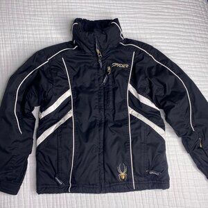 Girls Spyder Ski/Snow Jacket Coat Black/White/Gold Accent Size 10